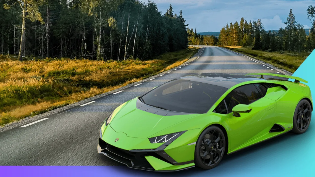 2025 Lamborghini Huracan Tecnica side profile with sharp lines and aerodynamic body in India
