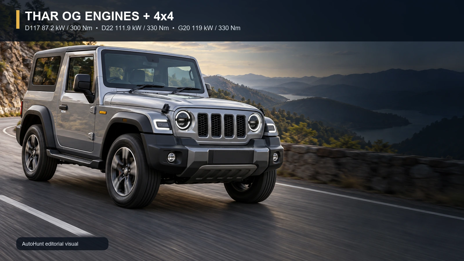 Mahindra Thar OG engines and 4x4 editorial visual