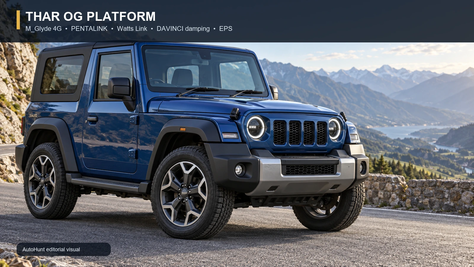 Mahindra Thar OG platform and suspension editorial visual