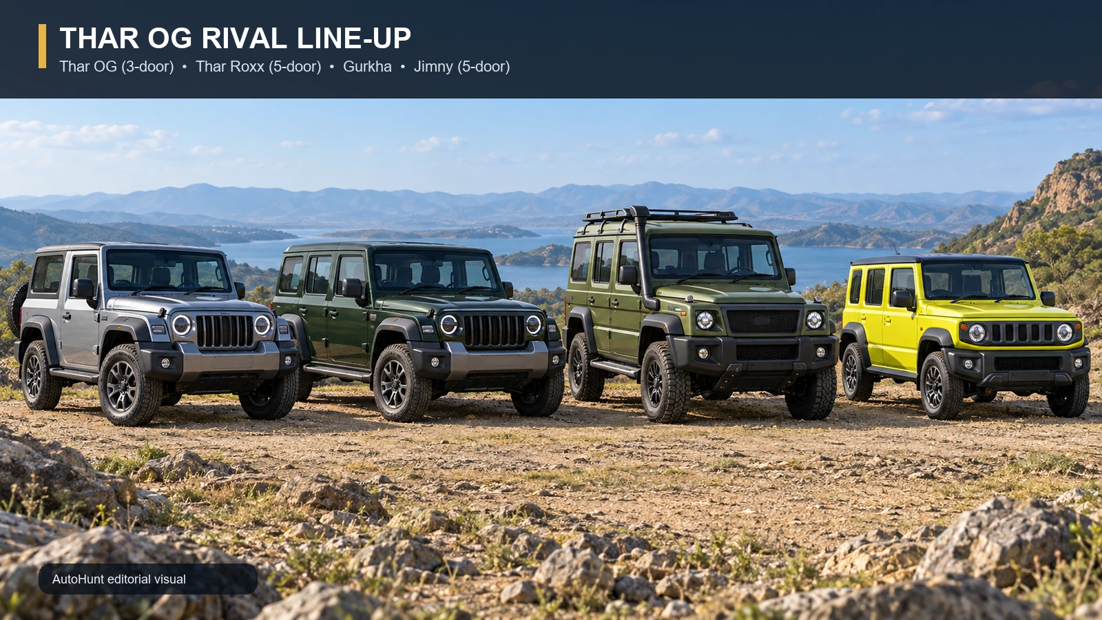 Mahindra Thar OG compared visually with Roxx, Gurkha and Jimny
