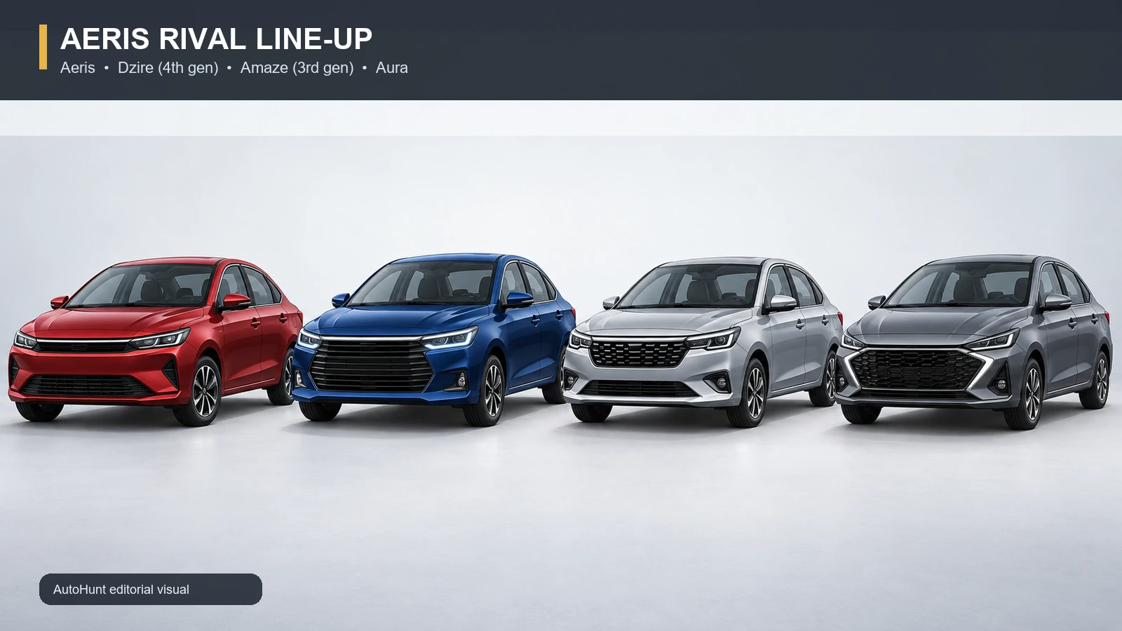 Tata Aeris compared visually with Dzire, Amaze and Aura